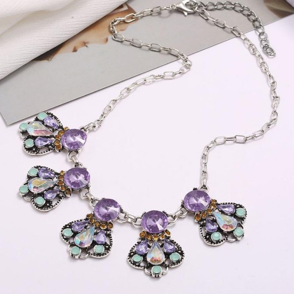 Boutique Designed Jewelry - Rhinestone Crystal Bib Accent Necklace